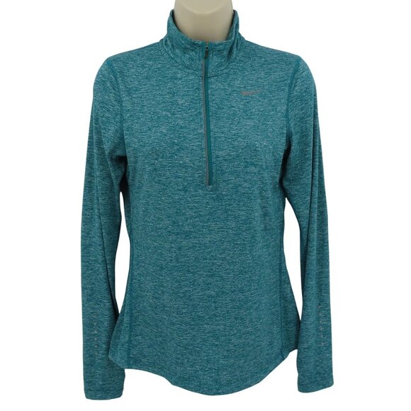 Nike Tops - Nike Womens Extra Small XS Teal Green Heathered Pullover Quarter Zip Dri Fit